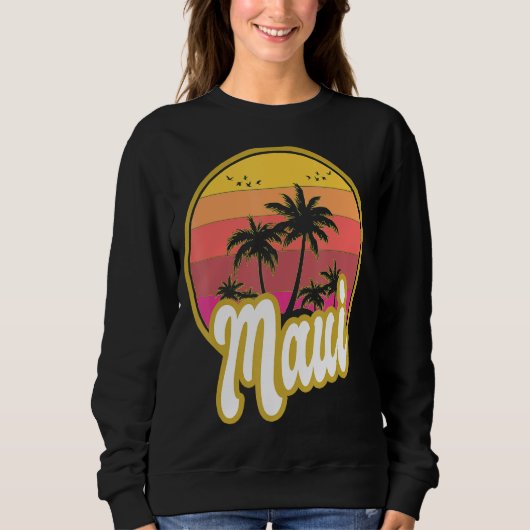 Maui Hawaii Beach Retro Sunset Sweatshirt (Vorderseite)