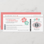 Maui Hawaii Hibiskus Boarding Pass Wedding Einladung (Vorne/Hinten)