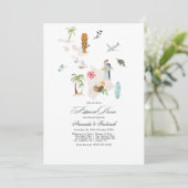 Maui - Hawaii Hochzeit in Urlaubsort Probe Abendes Einladung (Stehend Vorderseite)