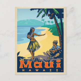 Maui, Hawaii | Hula Girl & Ukele Postkarte