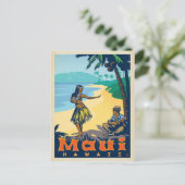 Maui, Hawaii | Hula Girl & Ukele Postkarte (Stehend Vorderseite)
