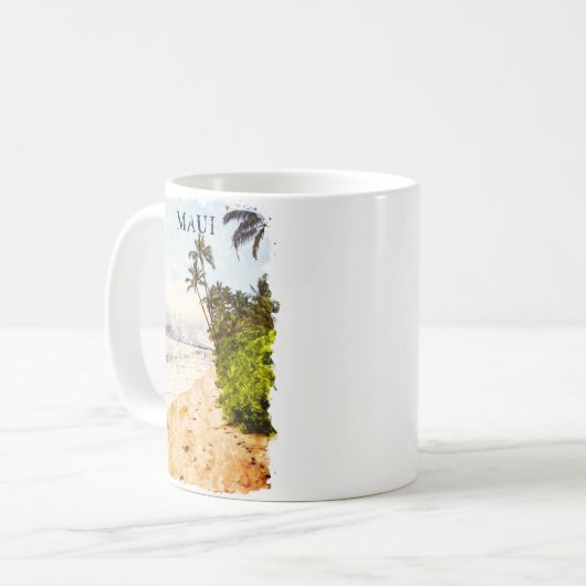 Maui Hawaii Illustration Kaffeetasse (Vorderseite Links)