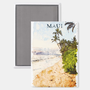 Maui Hawaii Illustration Magnet