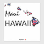 MAUI - HAWAII ISLANDS HI Flag BLK Aufkleber (Blatt)