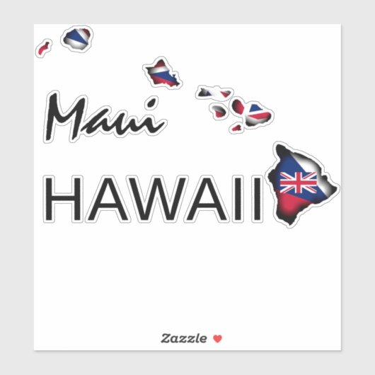 MAUI - HAWAII ISLANDS HI Flag BLK Aufkleber (Blatt)