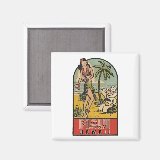 Maui, Hawaii * Jahrgangsreise * Magnet (Vorderseite/Rückseite)