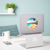 Maui Hawaii Kaanapali Beach Vintag Retro Aufkleber (Laptop auf Schreibtisch)