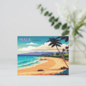 Maui Hawaii Kaanapali Beach Vintag Retro Postkarte (Stehend Vorderseite)