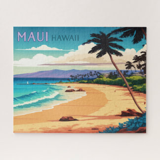 Maui Hawaii Kaanapali Strand Retro Vintage Puzzle