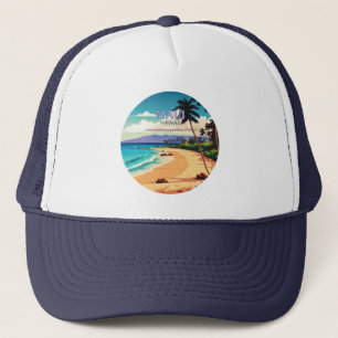 Maui Hawaii Kaanapali Strand Vintage Retro Truckerkappe