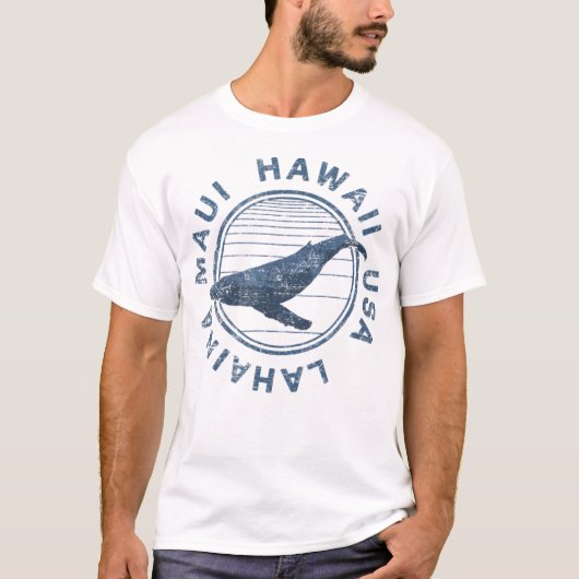 Maui Hawaii Lahaina Vintag Wal Retro T-Shirt (Vorderseite)