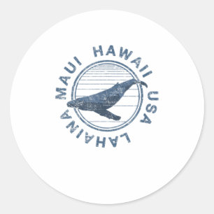 Maui Hawaii Lahaina Vintage Wal Retro Runder Aufkleber