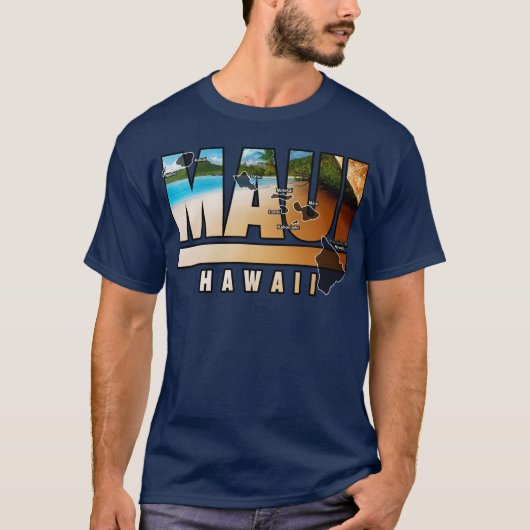 Maui Hawaii mit hawaiianischen Inseln T-Shirt (Vorderseite)
