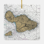 Maui Hawaii Nautical Chart Keramikornament (Rückseite)