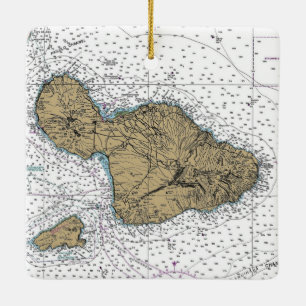 Maui Hawaii Nautical Chart Keramikornament