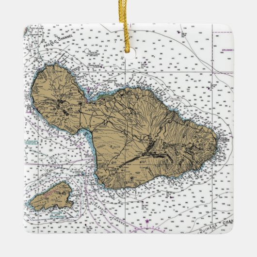 Maui Hawaii Nautical Chart Keramikornament (Vorderseite)
