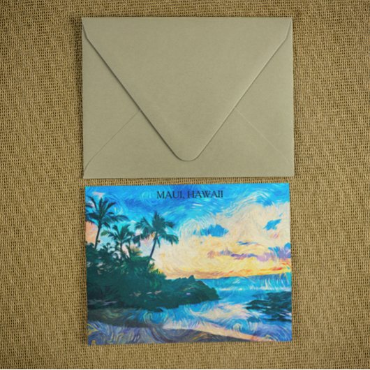 Maui Hawaii Oil Paint Illustration Reise Postkarte