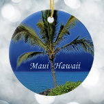 Maui Hawaii Ornament<br><div class="desc">Schöne kühne Blues hinter einer grünen Palme für Menschen,  die Maui Liebe.</div>