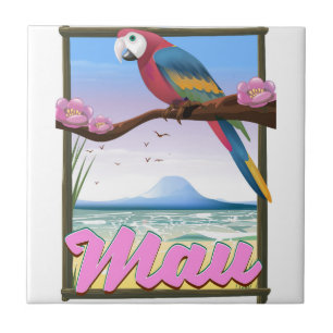 Maui Hawaii-Papagei-tropisches Reiseplakat Fliese