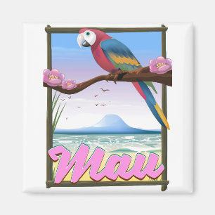 Maui Hawaii Papagei tropisches Reiseplakat Magnet