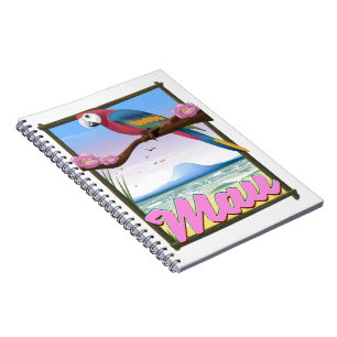 Maui Hawaii Papagei tropisches Reiseplakat Notizblock