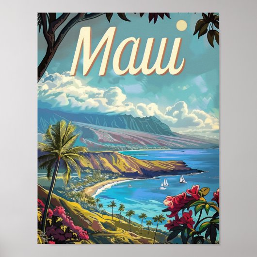 Maui Hawaii Reiseposter Art Print Poster (Vorne)