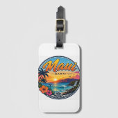 Maui Hawaii Retro-Reise-Logo Gepäckanhänger (Vorderseite Vertikal)