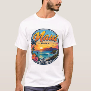 Maui Hawaii Retro-Reise-Logo T-Shirt