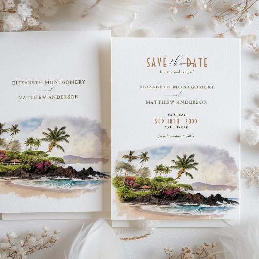 Maui Hawaii Save the Date Hochzeit in Urlaubsort Einladung