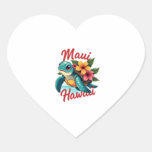 Maui Hawaii T Shirt Girl Women Kids Sea Turtle Haw Herz-Aufkleber