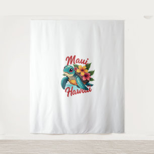 Maui Hawaii T Shirt Girl Women Kids Sea Turtle Haw Wandteppich