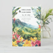 Maui Hawaii Tropical Wedding Einladung (Stehend Vorderseite)