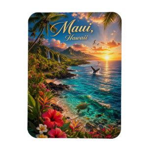 Maui Hawaii Tropische Küstenlinie Reiseplakat Magnet