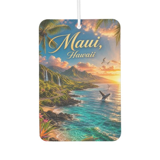 Maui Hawaii Tropische Küstenlinie Reiseposter Autolufterfrischer (Vorderseite)