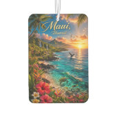 Maui Hawaii Tropische Küstenlinie Reiseposter Autolufterfrischer (Rückseite)