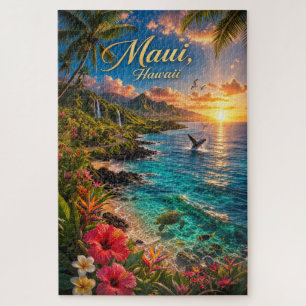 Maui Hawaii Tropische Küstenlinie Reiseposter Puzzle