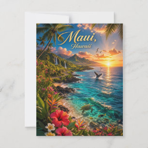 Maui Hawaii Tropische Küstenlinie Reiseposter RSVP Karte