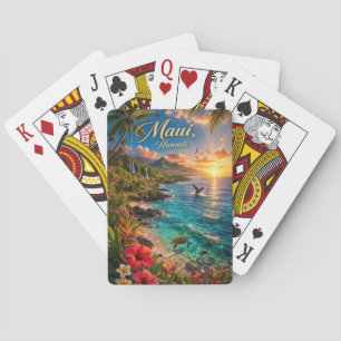 Maui Hawaii Tropische Küstenlinie Reiseposter Spielkarten