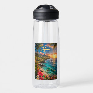 Maui Hawaii Tropische Küstenlinie Reiseposter Trinkflasche
