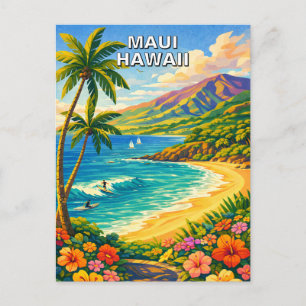 Maui Hawaii Tropische Küstenlinie Vintage-Reise Postkarte