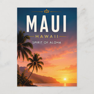 🌺 Maui Hawaii Tropischer Sonnenuntergang Home Dec Postkarte