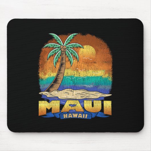 Maui Hawaii Vintag Distressed Souvenir Mousepad (Vorne)