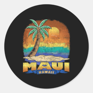 Maui Hawaii Vintag Distressed Souvenir Runder Aufkleber