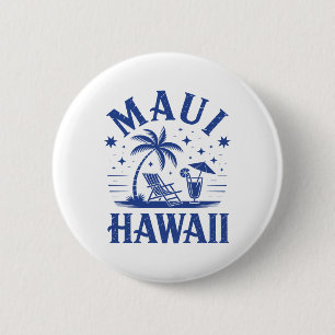 Maui Hawaii Vintage Surfstrand Surfen 70er Retro Button