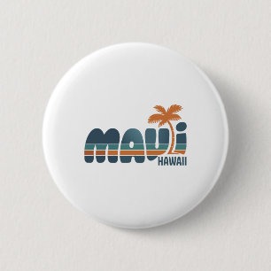 Maui Hawaii Vintage Surfstrand Surfen 70er Retro Button