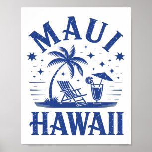 Maui Hawaii Vintage-Surfstrand Surfen 70er Retro Poster