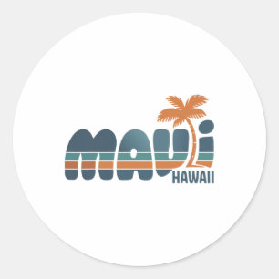 Maui Hawaii Vintage-Surfstrand Surfen 70er Retro  Runder Aufkleber