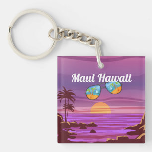 Maui Hawaii Vintager Strand Sommermeer lila Schlüsselanhänger