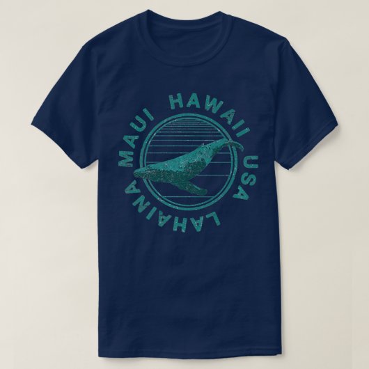 MAUI Hawaii Whale Lahaina Hawaiian Retro T-Shirt (Design vorne)
