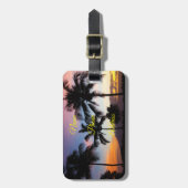 Maui Hawaiian Sunset Palm Tree Gepäckanhänger (Vorderseite vertikal)